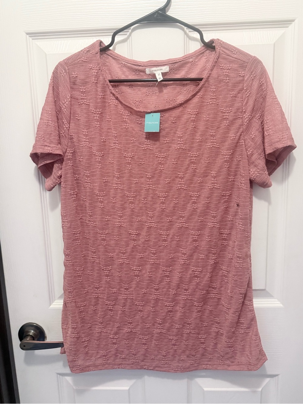 Maurices Dusty Rose Short Sleeve Textured Tee